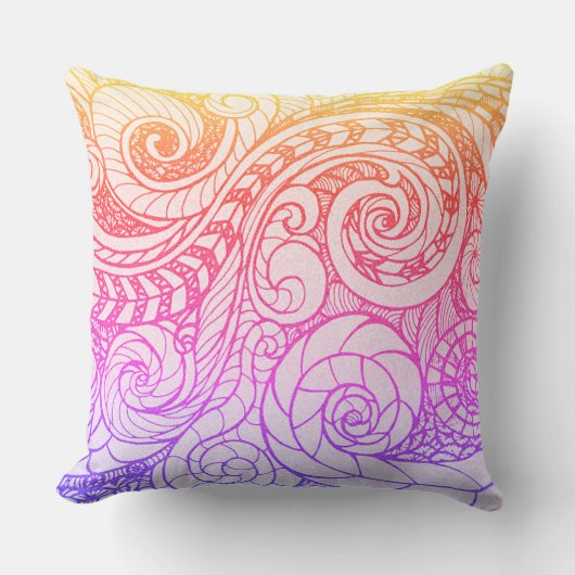 Rainbow Swirl Throw Pillow クッション (正面)