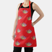 Rainbow Teapot Repeat Housewarming Shower Gift Red エプロン (インサイチュ)