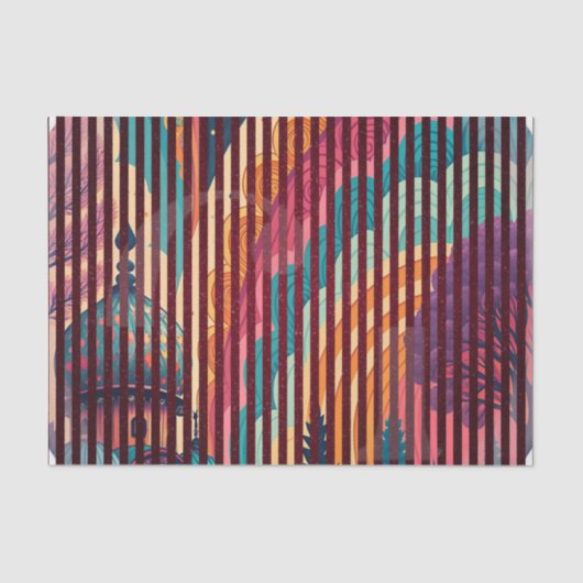 Rainbow Temple Striped Tissue Paper – Customizable 薄葉紙 (正面)