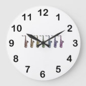 Rainbow Tenor Saxophone Colorful Musical Instrumen ラージ壁時計 (正面)