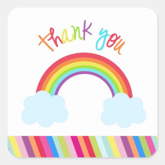 Rainbow Thank You Favy Stickers スクエアシール (正面)