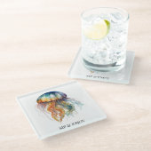 Rainbow Tides Jellyfish: Watercolor Art  ガラスコースター (アングル)