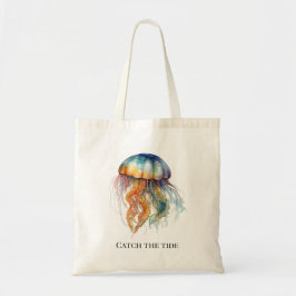 Rainbow Tides Jellyfish: Watercolor Art  トートバッグ