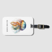 Rainbow Tides Jellyfish: Watercolor Art  ラゲッジタグ (正面横)