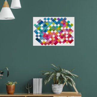 Rainbow Tile Patches Watercolor Art Print ポスター