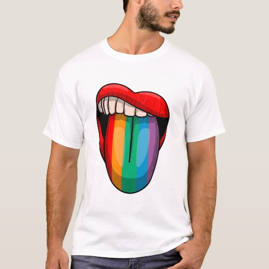Rainbow Tongue Pride Month LGBTQ Bold Pride Design Tシャツ (正面)