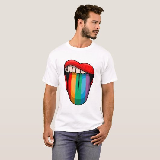Rainbow Tongue Pride Month LGBTQ Bold Pride Design Tシャツ (正面フル)