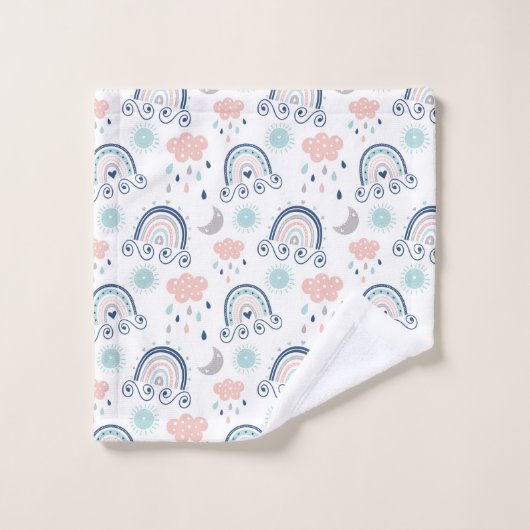 Rainbow Towel Gift Navy Pink Boho for Children バスタオルセット (ウォッシュタオル)