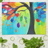 Rainbow Tree of Life Painting キッチンタオル (折り畳み)