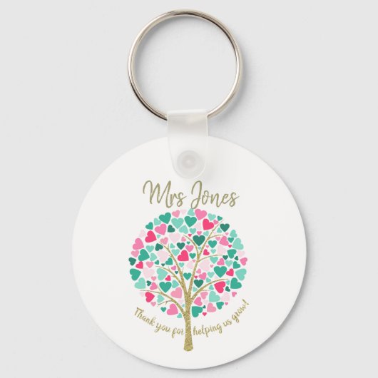 Rainbow Tree Teacher Keychain, Colourful Teacher キーホルダー (正面)