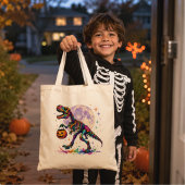 Rainbow Trick or Treat T-Rex Skeleton Tote Bag トートバッグ