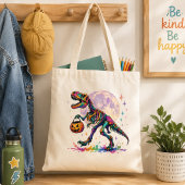 Rainbow Trick or Treat T-Rex Skeleton Tote Bag トートバッグ