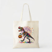 Rainbow Trick or Treat T-Rex Skeleton Tote Bag トートバッグ (正面)