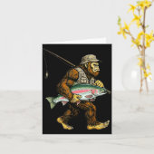 Rainbow Trout Bigfoot Fisherman River Fishing Sasq カード (黄色い花)