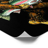 Rainbow Trout Bigfoot Fisherman River Fishing Sasq ポスター (角)