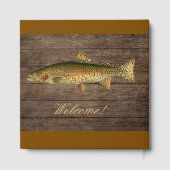 Rainbow Trout Dark Wood "Welcome!" Guest Book ゲストブック (裏面)