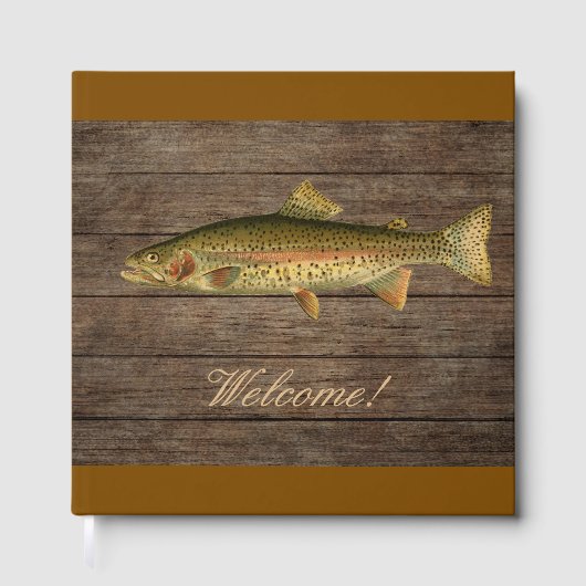 Rainbow Trout Dark Wood "Welcome!" Guest Book ゲストブック (正面)