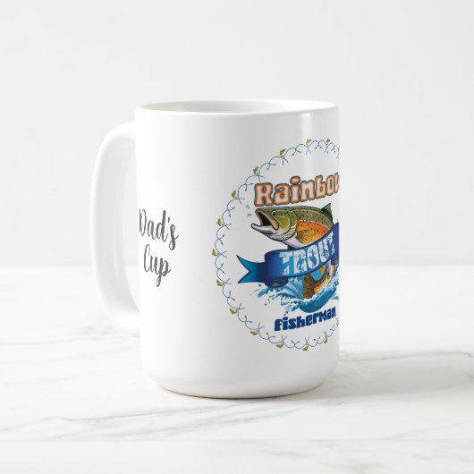 Rainbow Trout Fishing Personalized Illustration コーヒーマグカップ (正面左)