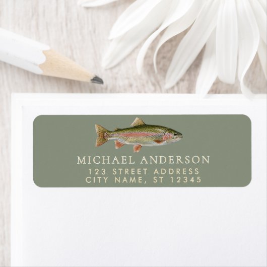 Rainbow Trout - Fly Fisherm Return Address Label   ラベル (インサイチュ)