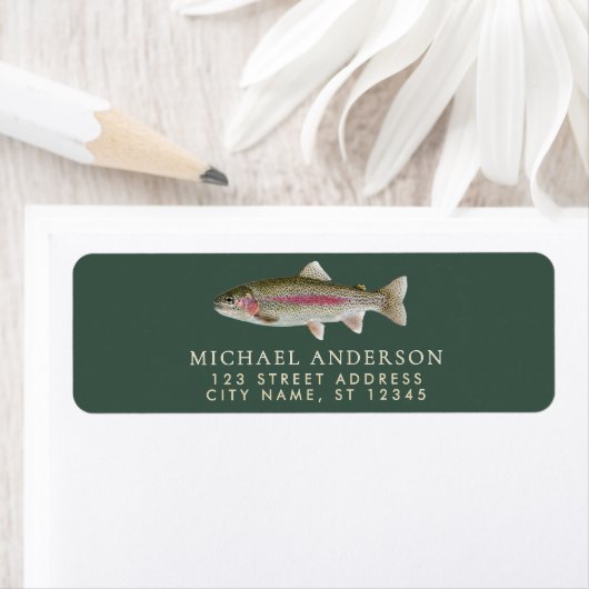 Rainbow Trout - Fly Fisherm Return Address Label   ラベル (インサイチュ)