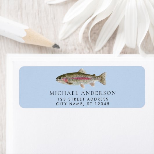 Rainbow Trout - Fly Fisherm Return Address Label   ラベル (インサイチュ)
