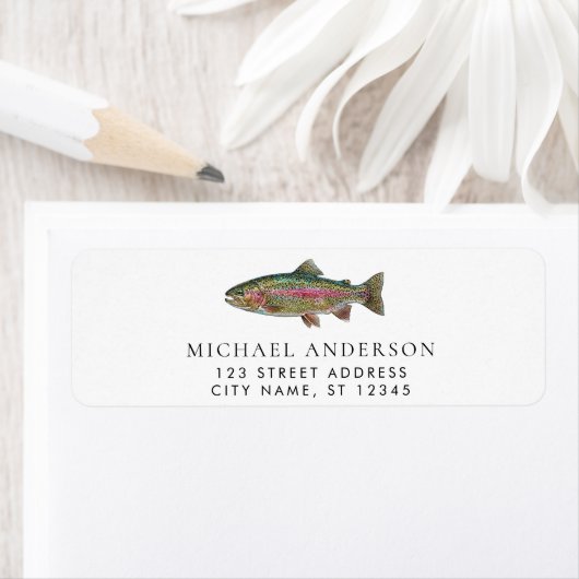 Rainbow Trout - Fly Fisherm Return Address Label   ラベル (インサイチュ)