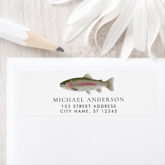 Rainbow Trout - Fly Fisherm Return Address Label   ラベル (インサイチュ)