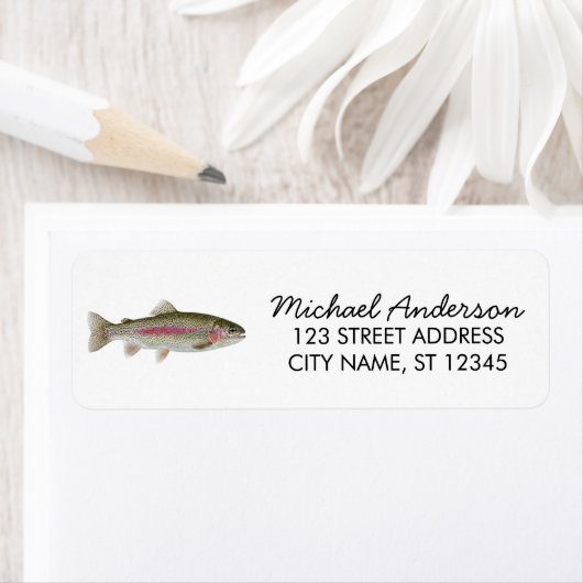 Rainbow Trout - Fly Fisherm Return Address Label   ラベル (インサイチュ)