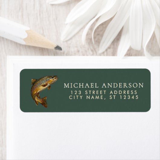 Rainbow Trout - Fly Fisherm Return Address Label   ラベル (インサイチュ)