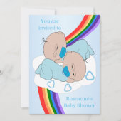 Rainbow Twin Baby Boys Baby Shower 招待状 (正面)