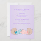 Rainbow Twin Baby Girl And Boy Baby Shower 招待状 (裏面)