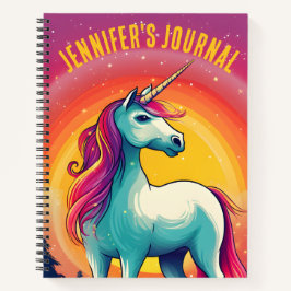 Rainbow Unicornカラフル Journal Name Notebook ノートブック