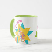 Rainbow Unicornカラフル Starsガーリーあなたの名前を追加 マグカップ (正面左)