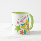 Rainbow Unicornカラフル Starsガーリーあなたの名前を追加 マグカップ (正面右)