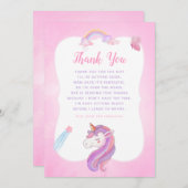 Rainbow Unicornベビーガールシャワーサンキュー サンキューカード (正面/裏面)