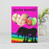 Rainbow Unicorn誕生日（フォトカード） 招待状 (スタンド正面)