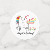 Rainbow Unicorn Birthday Custom Name コンフェッティ (スモール正面)