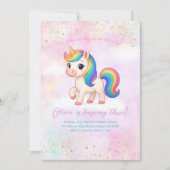 Rainbow Unicorn Birthday Party Invitation 招待状 (正面)