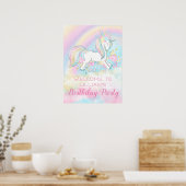 Rainbow Unicorn Birthday Party Signs ポスター (キッチン)