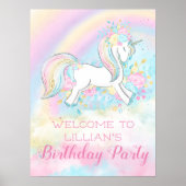 Rainbow Unicorn Birthday Party Signs ポスター (正面)