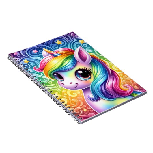 Rainbow unicorn cute fun notebook ノートブック (右側)