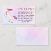 Rainbow Unicorn Girl Book Request for Baby Shower エンクロージャーカード (正面/裏面)