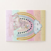 🦄Rainbow Unicorn Girl Custom Name Heart ジグソーパズル (横)