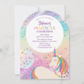 Rainbow Unicorn Girl Magical Birthday Party 招待状 (正面)