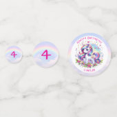 Rainbow Unicorn Girl's Birthday Party Personalized コンフェッティ (裏面)