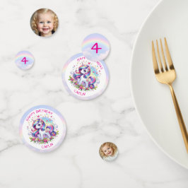 Rainbow Unicorn Girl's Birthday Party Personalized コンフェッティ