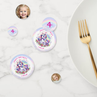 Rainbow Unicorn Girl's Birthday Party Personalized コンフェッティ