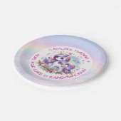 Rainbow Unicorn Girl's Birthday Party Personalized ペーパープレート (アングル)