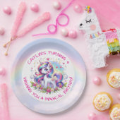 Rainbow Unicorn Girl's Birthday Party Personalized ペーパープレート (パーティー)