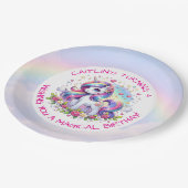 Rainbow Unicorn Girl's Birthday Party Personalized ペーパープレート (アングル)